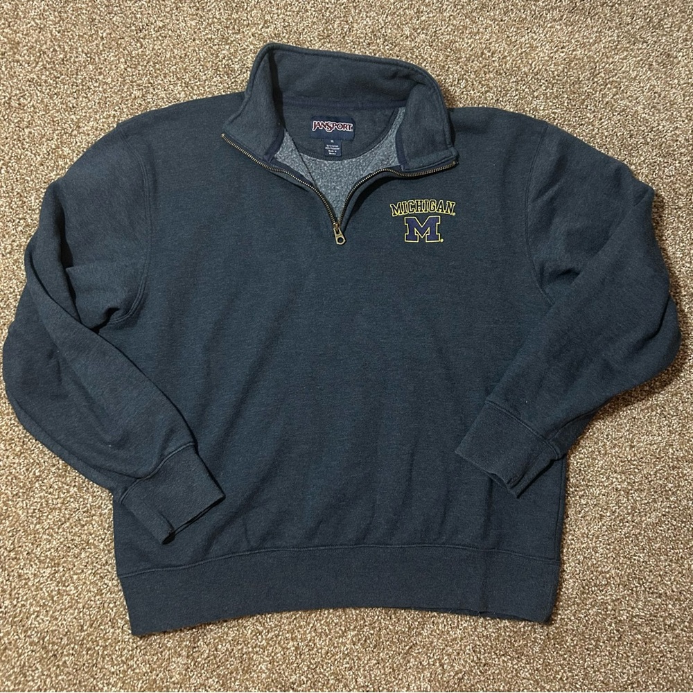 Jansport University of Michigan Dark Blue Fleece-Lined Quarter-Zip